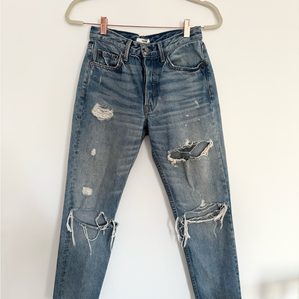 GRLFRND Distressed Boyfriend Jeans in Blue